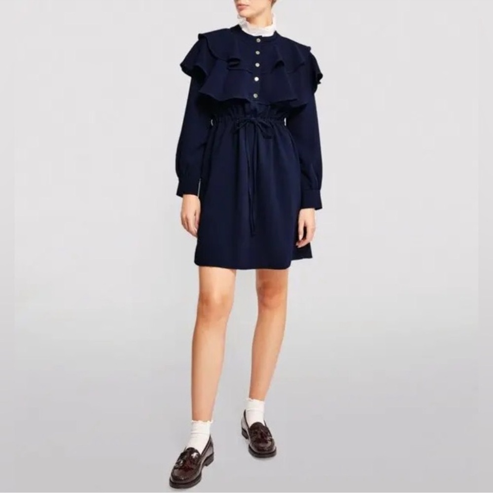 Sandro Wendy Ruffled Tie Front Minidress - Picture 4 of 5
